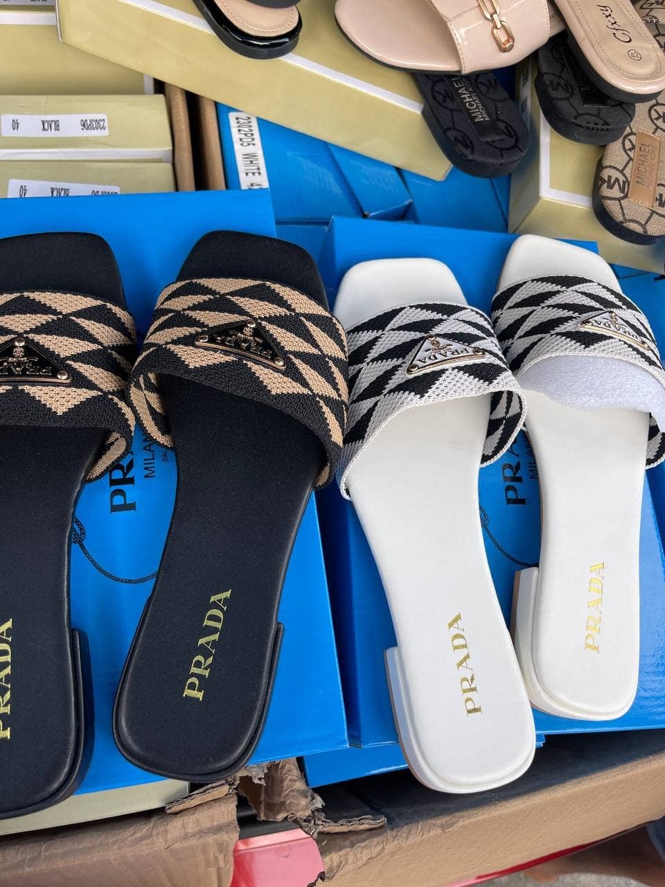 Prada top slippers womens